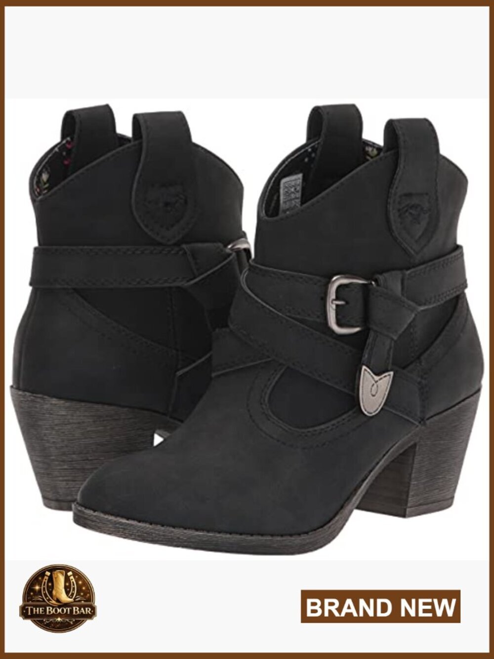 Faux Leather Ankle Booties with Block Heel & Pull Tabs - Picture 7 of 7